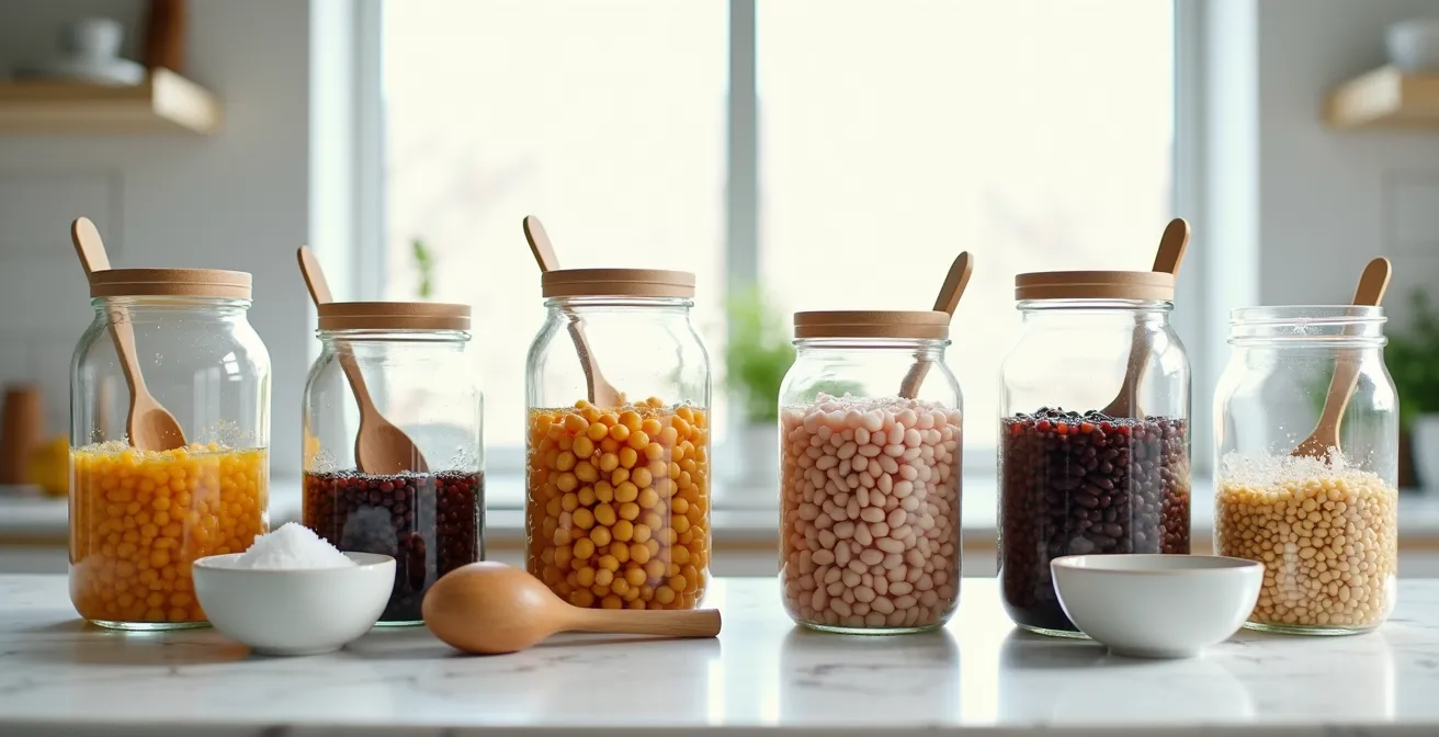 Clean fermentation setup for legumes in glass jars