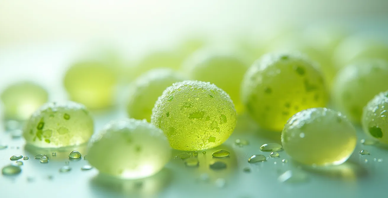 Extreme close-up of molecular gastronomy vegetable preparation
