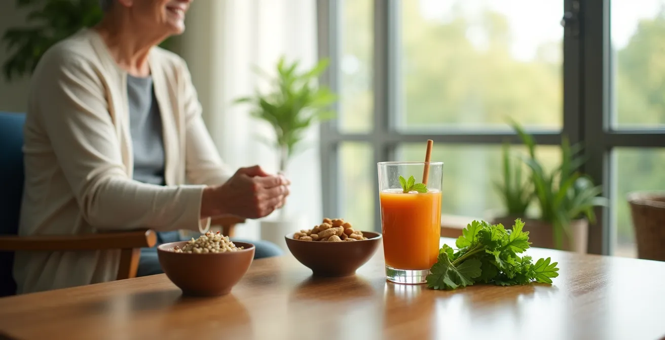 Peaceful rehabilitation setting with plant-based nutrition focus